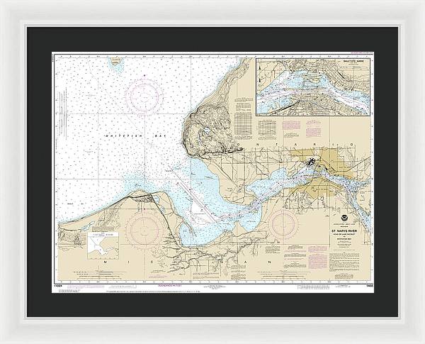 Nautical Chart-14884 St Marys River - Head-lake Nicolet-whitefish Bay, Sault Ste Marie - Framed Print