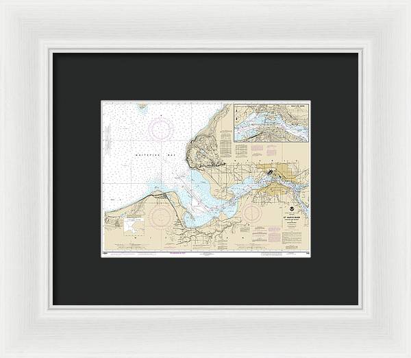 Nautical Chart-14884 St Marys River - Head-lake Nicolet-whitefish Bay, Sault Ste Marie - Framed Print