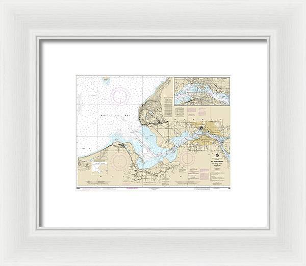 Nautical Chart-14884 St Marys River - Head-lake Nicolet-whitefish Bay, Sault Ste Marie - Framed Print