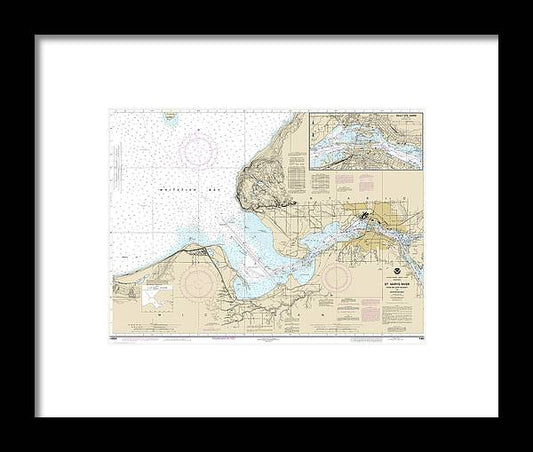 A beuatiful Framed Print of the Nautical Chart-14884 St Marys River - Head-Lake Nicolet-Whitefish Bay, Sault Ste Marie by SeaKoast