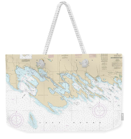 Nautical Chart-14885 Les Cheneaux Islands - Weekender Tote Bag