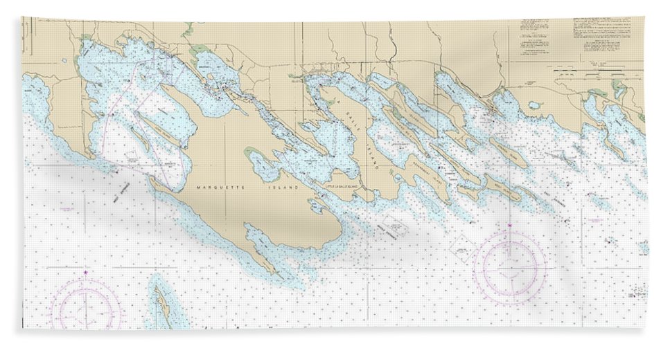 Nautical Chart-14885 Les Cheneaux Islands - Bath Towel