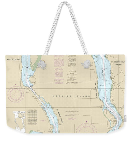 Nautical Chart-14887 St Marys River - Neebish Island - Weekender Tote Bag