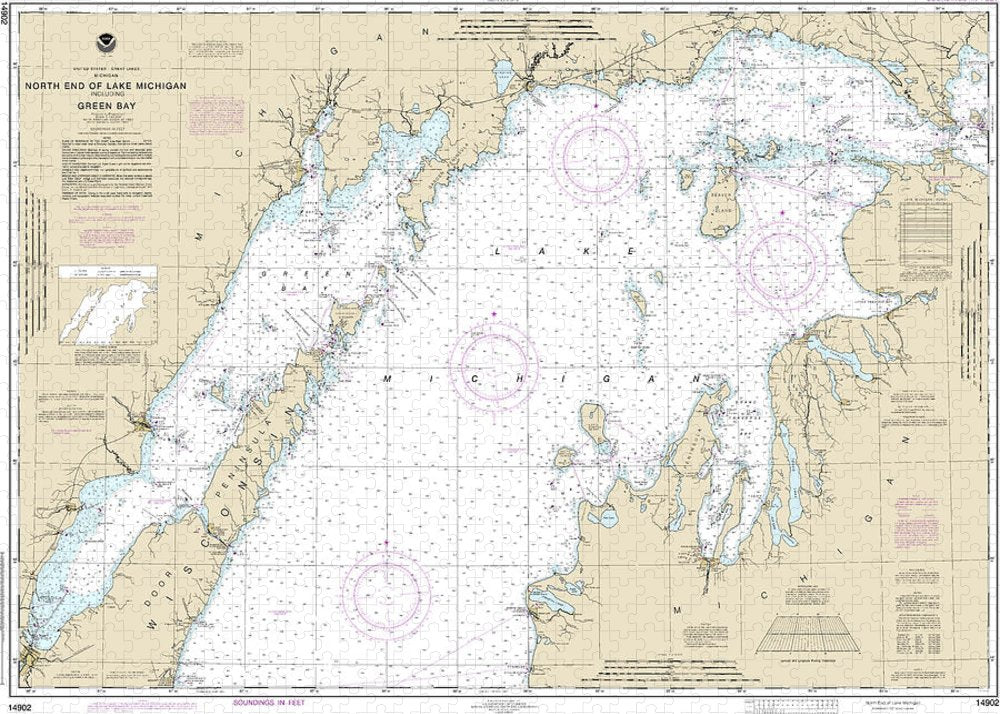 Nautical Chart-14902 North End-lake Michigan, Including Green Bay - Puzzle