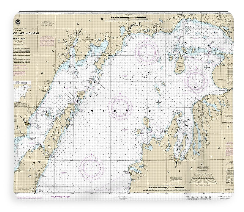 Nautical Chart-14902 North End-lake Michigan, Including Green Bay - Blanket