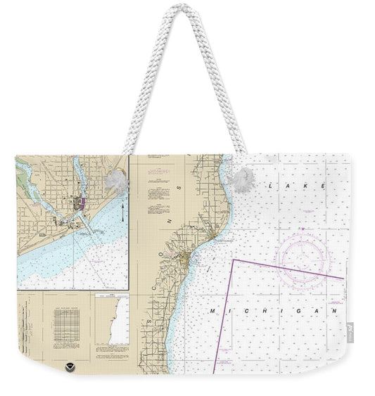 Nautical Chart-14903 Algoma-sheboygan, Kewaunee, Two Rivers - Weekender Tote Bag