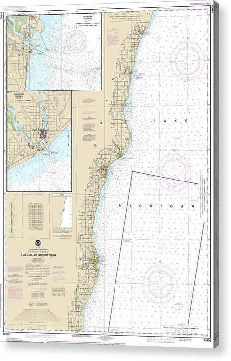 Nautical Chart-14903 Algoma-Sheboygan, Kewaunee, Two Rivers  Acrylic Print