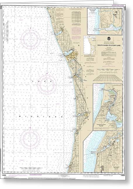 Nautical Chart-14906 South Haven-stony Lake, South Haven, Port Sheldon, Saugatuck Harbor - Greeting Card