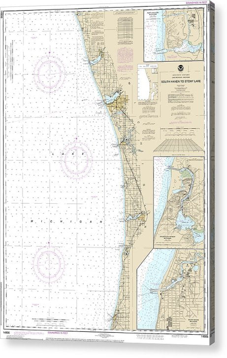 Nautical Chart-14906 South Haven-Stony Lake, South Haven, Port Sheldon, Saugatuck Harbor  Acrylic Print