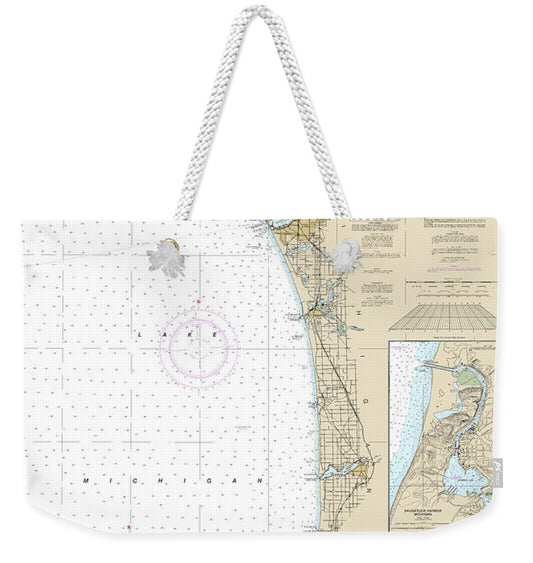 Nautical Chart-14906 South Haven-stony Lake, South Haven, Port Sheldon, Saugatuck Harbor - Weekender Tote Bag