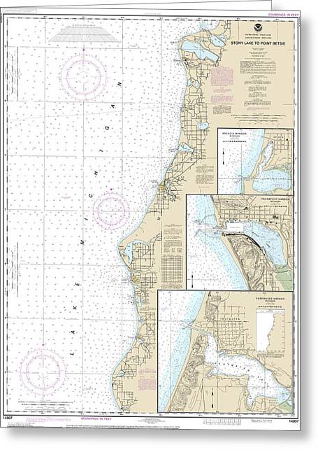 Nautical Chart-14907 Stony Lake-point Betsie, Pentwater, Arcadia, Frankfort - Greeting Card