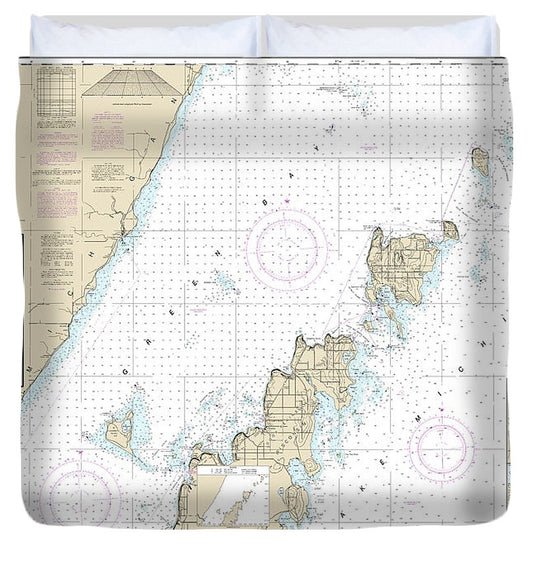Nautical Chart 14909 Upper Green Bay Jackson Harbor Detroit Harbor, Detroit Harbor, Jackson Harbor, Baileys Harbor Duvet Cover