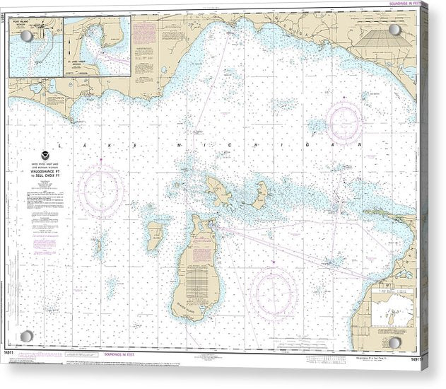 Nautical Chart-14911 Waugoshance Point-seul Choix Point, Including Beaver Island Group, Port Inland, Beaver Harbor - Acrylic Print