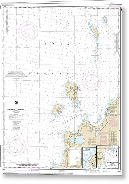 Nautical Chart-14912 Platte Bay-leland, Leland, South Manitou Harbor - Greeting Card