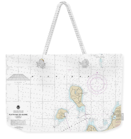 Nautical Chart-14912 Platte Bay-leland, Leland, South Manitou Harbor - Weekender Tote Bag