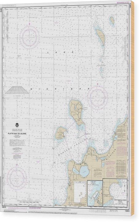 Nautical Chart-14912 Platte Bay-Leland, Leland, South Manitou Harbor Wood Print