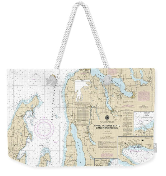 Nautical Chart-14913 Grand Traverse Bay-little Traverse Bay, Harobr Springs, Petoskey, Elk Rapids, Suttons Bay, Northport, Traverse City - Weekender Tote Bag