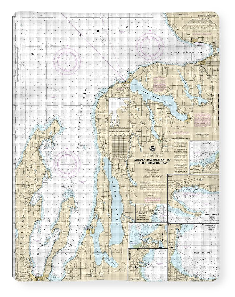 Nautical Chart-14913 Grand Traverse Bay-little Traverse Bay, Harobr Springs, Petoskey, Elk Rapids, Suttons Bay, Northport, Traverse City - Blanket