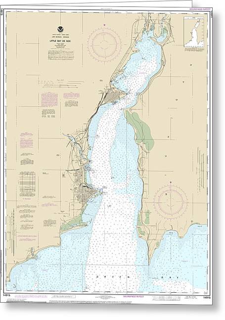 Nautical Chart-14915 Little Bay De Noc - Greeting Card