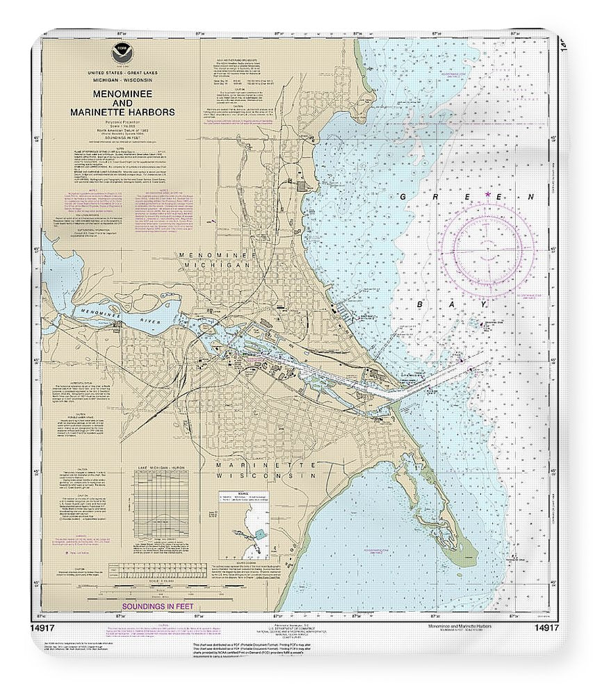 Nautical Chart-14917 Menominee-marinette Harbors - Blanket