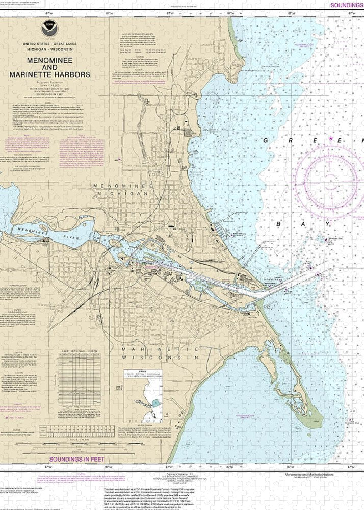 Nautical Chart-14917 Menominee-marinette Harbors - Puzzle