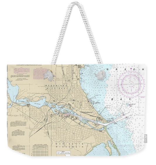 Nautical Chart-14917 Menominee-marinette Harbors - Weekender Tote Bag