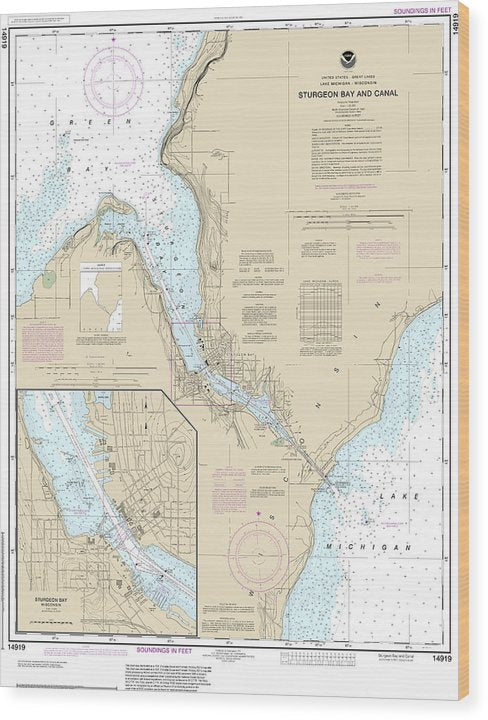 Nautical Chart-14919 Sturgeon Bay-Canal, Sturgeon Bay Wood Print
