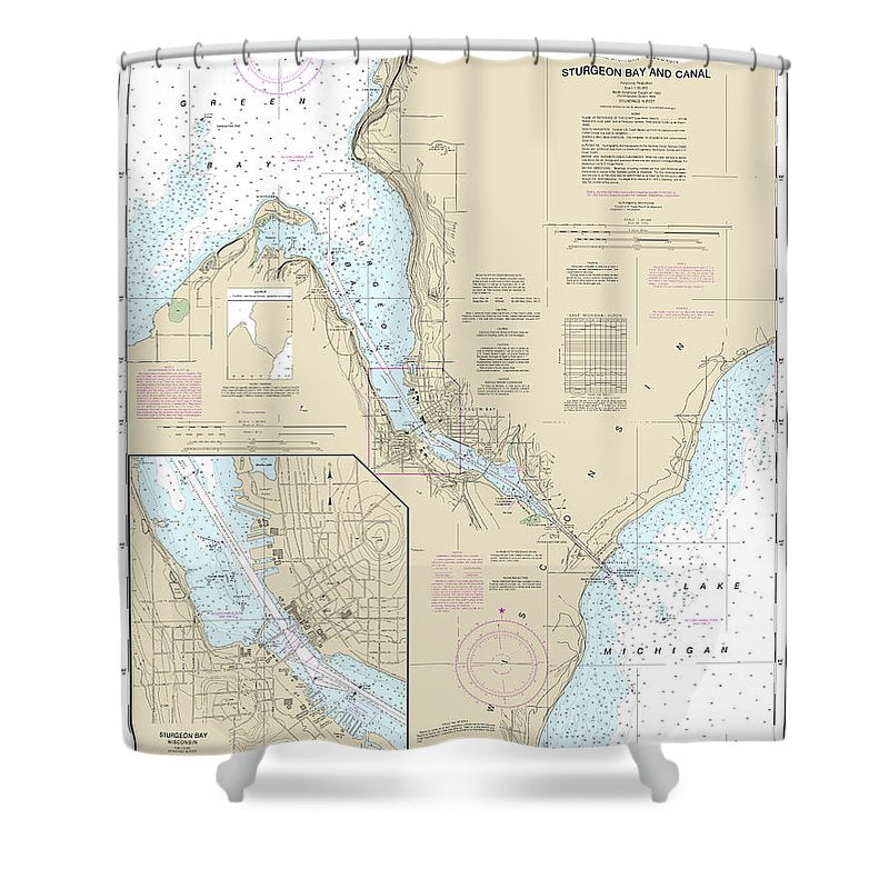 Nautical Chart 14919 Sturgeon Bay Canal, Sturgeon Bay Shower Curtain