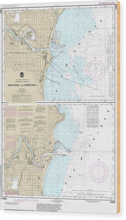 Nautical Chart-14922 Manitowoc-Sheboygan Wood Print