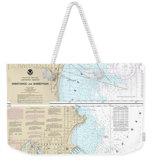 Nautical Chart-14922 Manitowoc-sheboygan - Weekender Tote Bag
