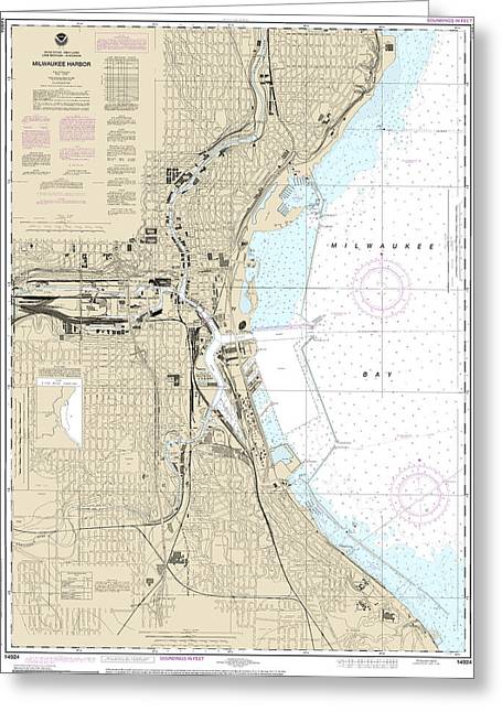 Nautical Chart-14924 Milwaukee Harbor - Greeting Card