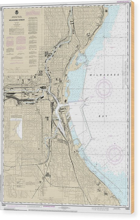 Nautical Chart-14924 Milwaukee Harbor Wood Print