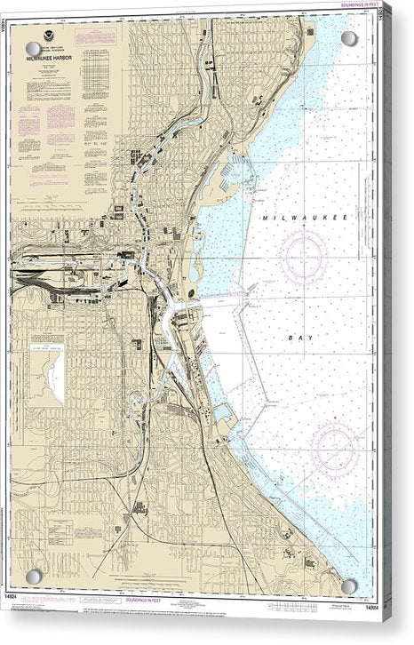 Nautical Chart-14924 Milwaukee Harbor - Acrylic Print