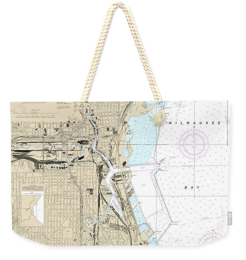 Nautical Chart-14924 Milwaukee Harbor - Weekender Tote Bag