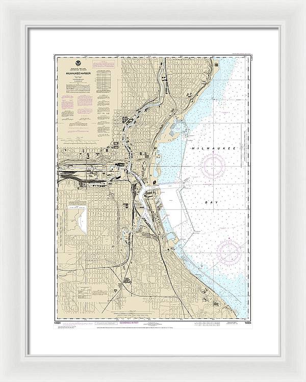 Nautical Chart-14924 Milwaukee Harbor - Framed Print