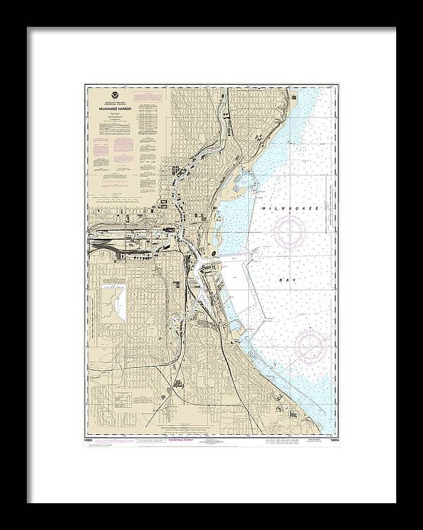 Nautical Chart-14924 Milwaukee Harbor - Framed Print