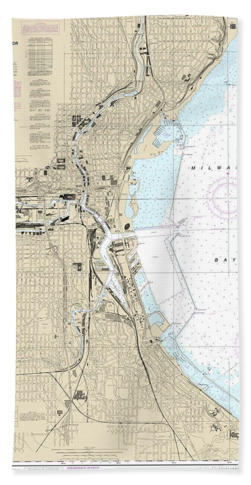 Nautical Chart 14924 Milwaukee Harbor Bath Towel