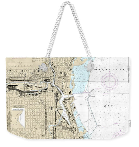 Nautical Chart-14924 Milwaukee Harbor - Weekender Tote Bag