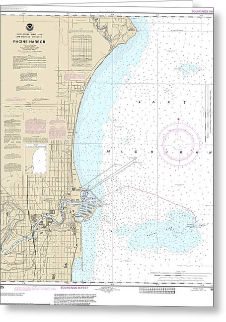 Nautical Chart-14925 Racine Harbor - Greeting Card