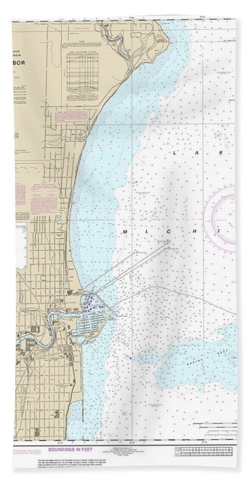 Nautical Chart-14925 Racine Harbor - Beach Towel