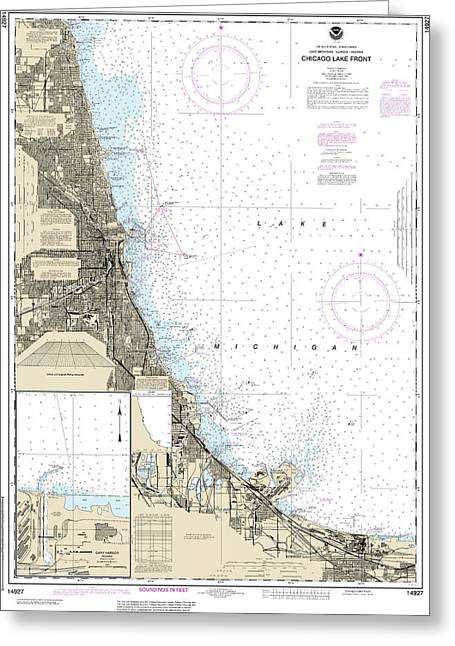 Nautical Chart-14927 Chicago Lake Front, Gary Harbor - Greeting Card