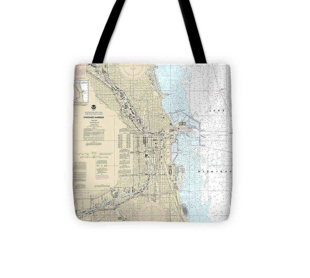 Nautical Chart 14928 Chicago Harbor Tote Bag
