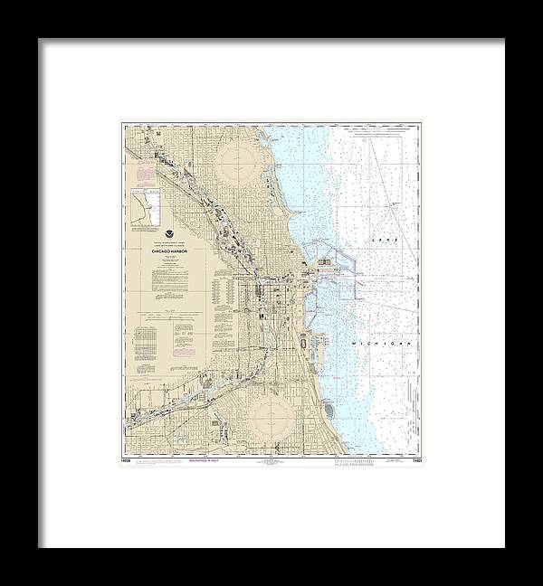 A beuatiful Framed Print of the Nautical Chart-14928 Chicago Harbor by SeaKoast
