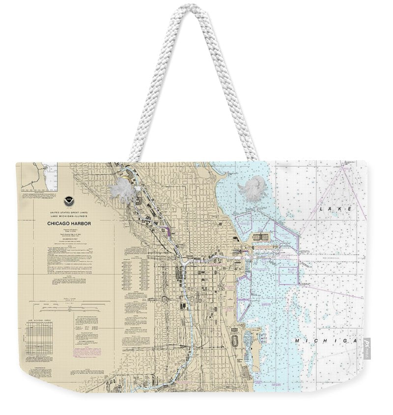 Nautical Chart-14928 Chicago Harbor - Weekender Tote Bag