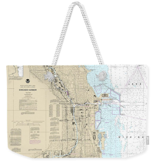 Nautical Chart-14928 Chicago Harbor - Weekender Tote Bag