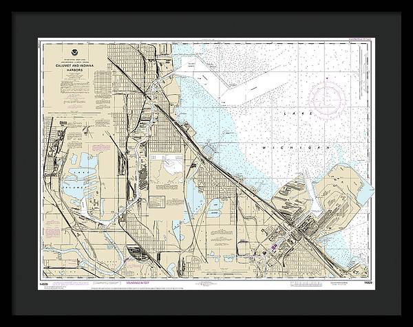 Nautical Chart-14929 Calumet, Indiana-buffington Harbors,-lake Calumet - Framed Print
