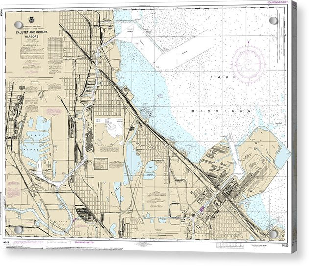 Nautical Chart-14929 Calumet, Indiana-buffington Harbors,-lake Calumet - Acrylic Print