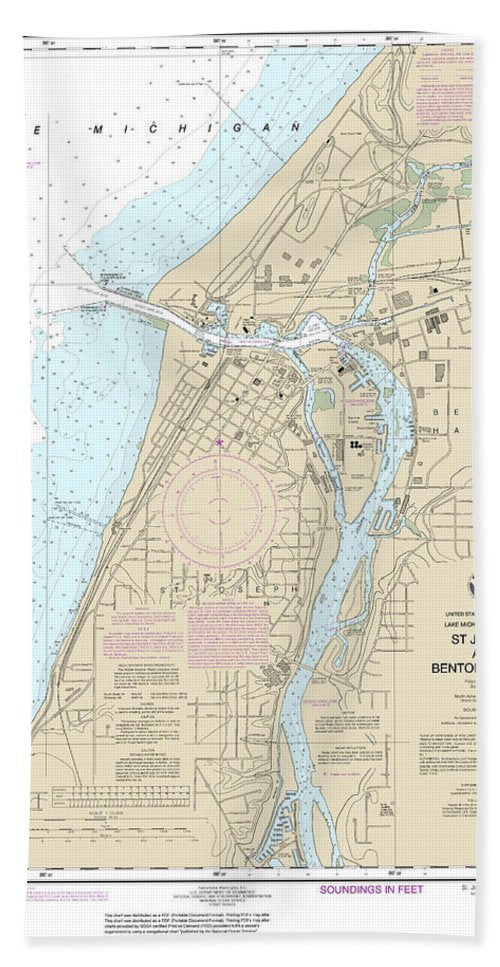 Nautical Chart-14930 St Joseph-benton Harbor - Bath Towel