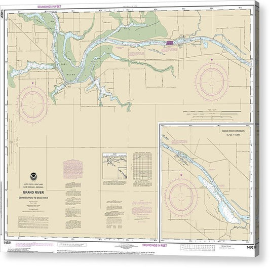 Nautical Chart-14931 Grand River From Dermo Bayou-Bass River  Acrylic Print