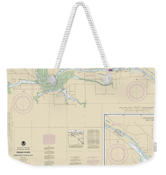 Nautical Chart-14931 Grand River From Dermo Bayou-bass River - Weekender Tote Bag